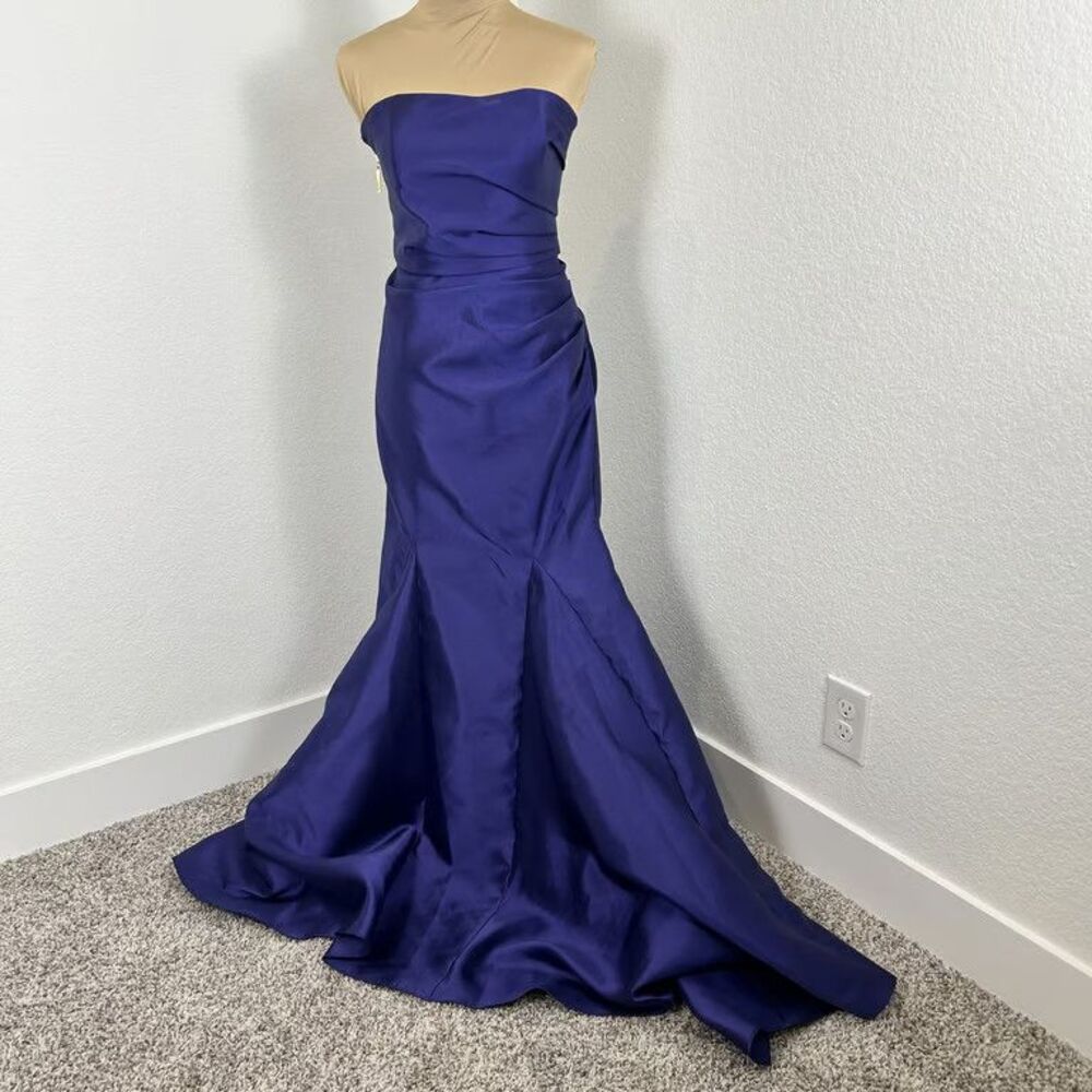 Badgley Mischka Collection Gown Womens 0 Navy Blue Strapless Mermaid Formal Prom